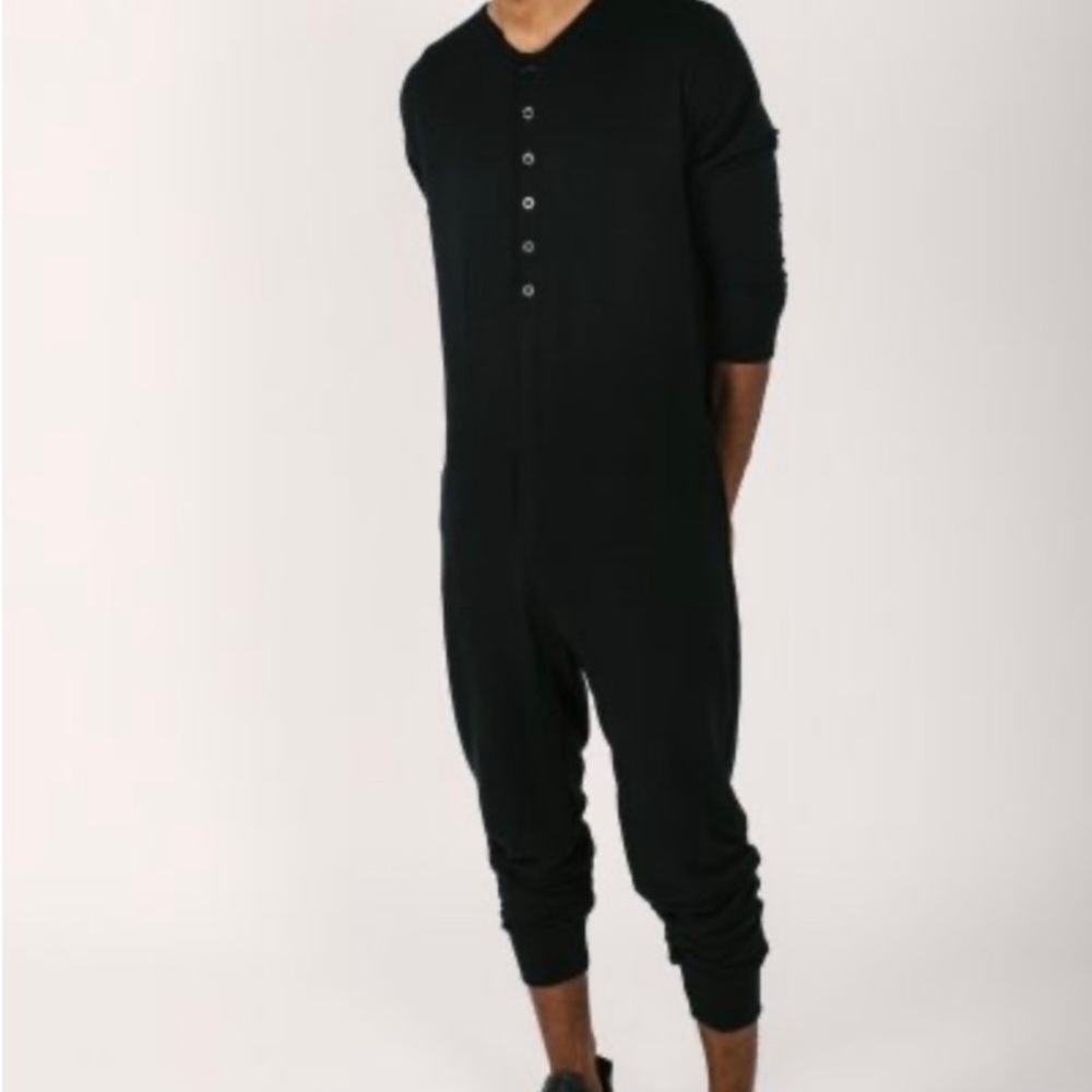 Smash + Tess Guy Romper Midnight Black Button Up Loungewear Sleep Men's Medium